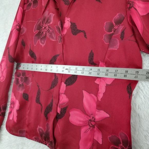 Vintage Fred David Womens Shirt Button Down Red Floral Long Sleeve L - Picture 5 of 11